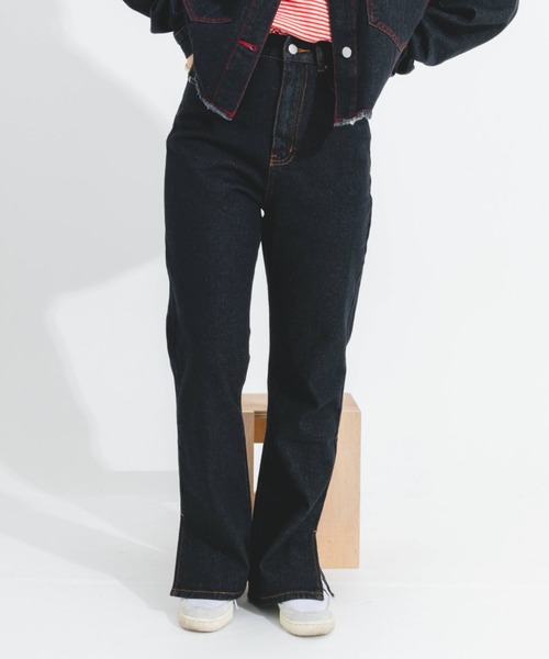 nemne store(ネンネストア)の「スリット入りフレアデニムパンツ(デニムパンツ・レディース・ライトブルー/ブラック/ブルー・SMALL/MEDIUM/LARGE)」の13枚目の写真