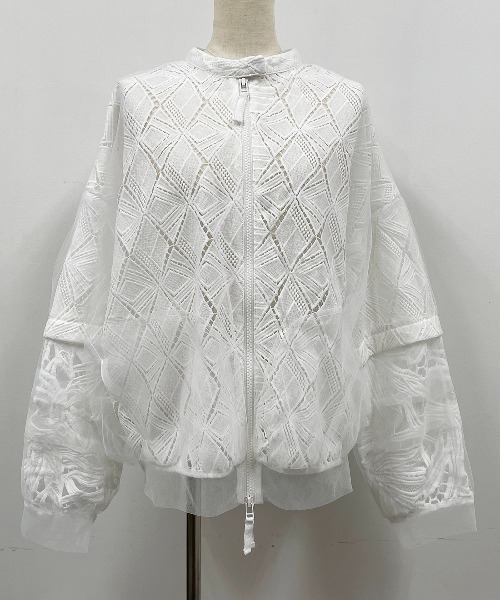 AULA AILA(アウラアイラ)の「レースコンビネーションブルゾン(LACE COMBINATION BLOUSON)(ブルゾン・レディース・ブラック/グレー/オフホワイト・M)」の7枚目の写真