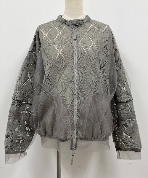 AULA AILA(アウラアイラ)の「レースコンビネーションブルゾン(LACE COMBINATION BLOUSON)(ブルゾン・レディース・ブラック/グレー/オフホワイト・M)」の8枚目の写真