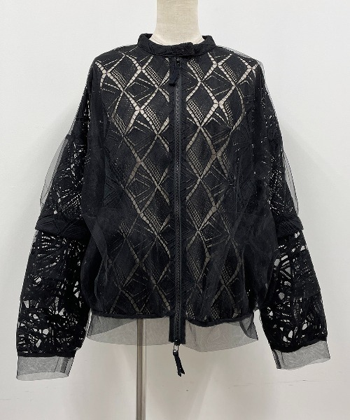 AULA AILA(アウラアイラ)の「レースコンビネーションブルゾン(LACE COMBINATION BLOUSON)(ブルゾン・レディース・ブラック/グレー/オフホワイト・M)」の9枚目の写真