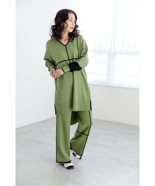 OSMOSIS（オズモーシス）の「ラインニットプルオーバー（ニット/セーター・レディース・ブラック/ベージュ/ライトグリーン・ONE SIZE）」の6枚目の写真