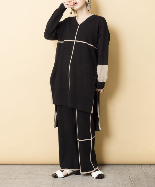 OSMOSIS（オズモーシス）の「ラインニットプルオーバー（ニット/セーター・レディース・ブラック/ベージュ/ライトグリーン・ONE SIZE）」の11枚目の写真