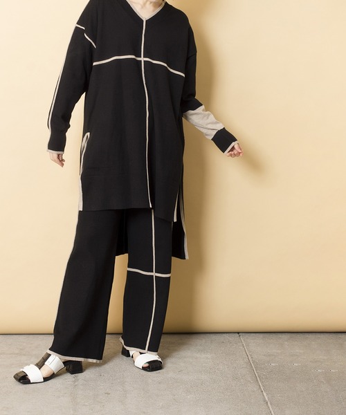 OSMOSIS（オズモーシス）の「ラインニットプルオーバー（ニット/セーター・レディース・ブラック/ベージュ/ライトグリーン・ONE SIZE）」の13枚目の写真