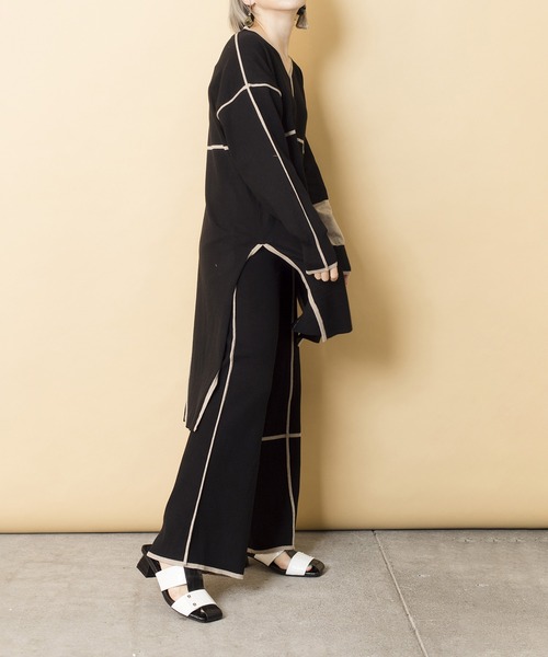 OSMOSIS（オズモーシス）の「ラインニットプルオーバー（ニット/セーター・レディース・ブラック/ベージュ/ライトグリーン・ONE SIZE）」の15枚目の写真