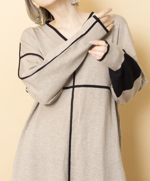 OSMOSIS（オズモーシス）の「ラインニットプルオーバー（ニット/セーター・レディース・ブラック/ベージュ/ライトグリーン・ONE SIZE）」の20枚目の写真