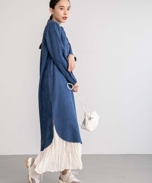 fifth(フィフス)の「コーデュロイシャツワンピース(ワンピース・レディース・ブルー/ブラウン・S/M)」の2枚目の写真