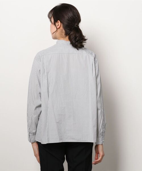 GYMPHLEX(ジムフレックス)の「GYMPHLEX/ジムフレックス バンドカラーショートシャツ BAND COLLAR SHIRT #GY-B0005 MUL(シャツ/ブラウス・レディース・グレー/サックスブルー/ピンク・14)」の4枚目の写真