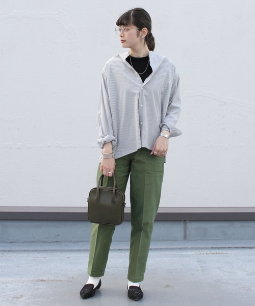 GYMPHLEX(ジムフレックス)の「GYMPHLEX/ジムフレックス バンドカラーショートシャツ BAND COLLAR SHIRT #GY-B0005 MUL(シャツ/ブラウス・レディース・グレー/サックスブルー/ピンク・14)」の9枚目の写真