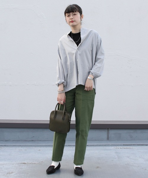 GYMPHLEX(ジムフレックス)の「GYMPHLEX/ジムフレックス バンドカラーショートシャツ BAND COLLAR SHIRT #GY-B0005 MUL(シャツ/ブラウス・レディース・グレー/サックスブルー/ピンク・14)」の10枚目の写真