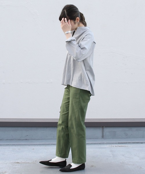 GYMPHLEX(ジムフレックス)の「GYMPHLEX/ジムフレックス バンドカラーショートシャツ BAND COLLAR SHIRT #GY-B0005 MUL(シャツ/ブラウス・レディース・グレー/サックスブルー/ピンク・14)」の11枚目の写真
