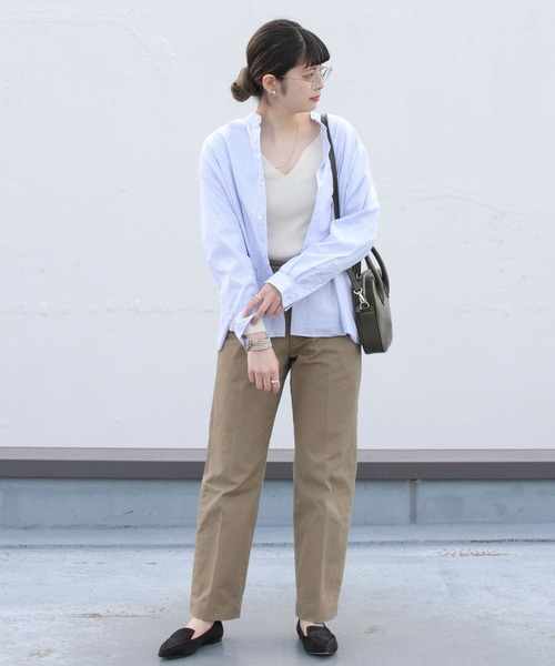 GYMPHLEX(ジムフレックス)の「GYMPHLEX/ジムフレックス バンドカラーショートシャツ BAND COLLAR SHIRT #GY-B0005 MUL(シャツ/ブラウス・レディース・グレー/サックスブルー/ピンク・14)」の20枚目の写真