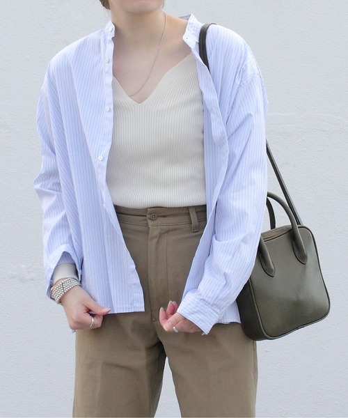 GYMPHLEX(ジムフレックス)の「GYMPHLEX/ジムフレックス バンドカラーショートシャツ BAND COLLAR SHIRT #GY-B0005 MUL(シャツ/ブラウス・レディース・グレー/サックスブルー/ピンク・14)」の21枚目の写真