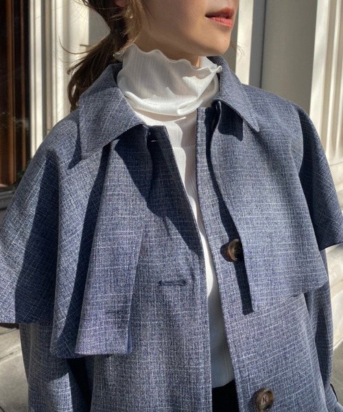 one after another NICE CLAUP（ワンアフターアナザーナイスクラップ）の「2WAYケープ付きステンカラートレンチコート（トレンチコート・レディース・ベージュ系その他/ブルー系その他/ネイビー系・FREE）」の13枚目の写真