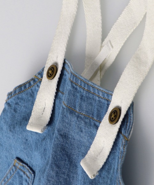 BRANSHES（ブランシェス）の「ハーフ丈サロペット（その他ベビーウェア・キッズ・オフホワイト/ブルー・80ｃｍ/70cm）」の5枚目の写真