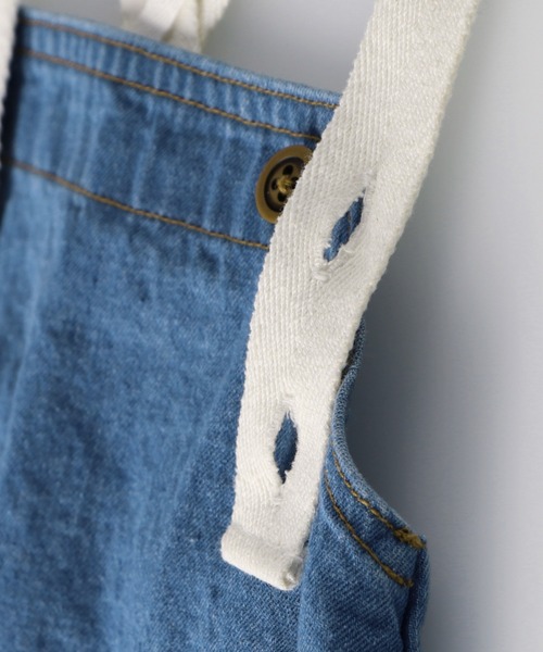 BRANSHES（ブランシェス）の「ハーフ丈サロペット（その他ベビーウェア・キッズ・オフホワイト/ブルー・80ｃｍ/70cm）」の8枚目の写真