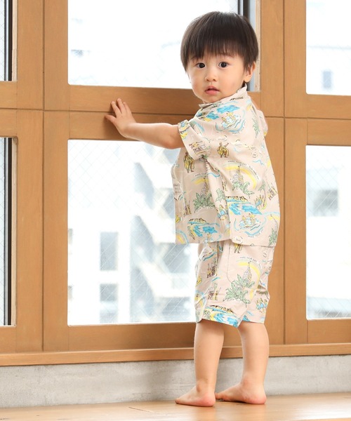 MAKE YOUR DAY（メイクユアデイ）の「アロハ柄半袖シャツ■80～140cm（シャツ/ブラウス・キッズ・サックスブルー/ベージュ/オフホワイト・120/110/130/100/90/140/80）」の7枚目の写真