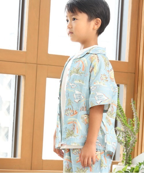 MAKE YOUR DAY（メイクユアデイ）の「アロハ柄半袖シャツ■80～140cm（シャツ/ブラウス・キッズ・サックスブルー/ベージュ/オフホワイト・120/110/130/100/90/140/80）」の8枚目の写真
