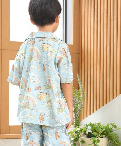 MAKE YOUR DAY（メイクユアデイ）の「アロハ柄半袖シャツ■80～140cm（シャツ/ブラウス・キッズ・サックスブルー/ベージュ/オフホワイト・120/110/130/100/90/140/80）」の9枚目の写真