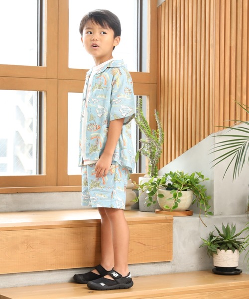 MAKE YOUR DAY（メイクユアデイ）の「アロハ柄半袖シャツ■80～140cm（シャツ/ブラウス・キッズ・サックスブルー/ベージュ/オフホワイト・120/110/130/100/90/140/80）」の11枚目の写真