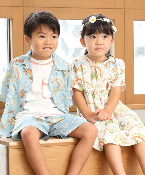 MAKE YOUR DAY（メイクユアデイ）の「アロハ柄半袖シャツ■80～140cm（シャツ/ブラウス・キッズ・サックスブルー/ベージュ/オフホワイト・120/110/130/100/90/140/80）」の13枚目の写真