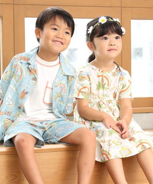 MAKE YOUR DAY（メイクユアデイ）の「アロハ柄半袖シャツ■80～140cm（シャツ/ブラウス・キッズ・サックスブルー/ベージュ/オフホワイト・120/110/130/100/90/140/80）」の14枚目の写真