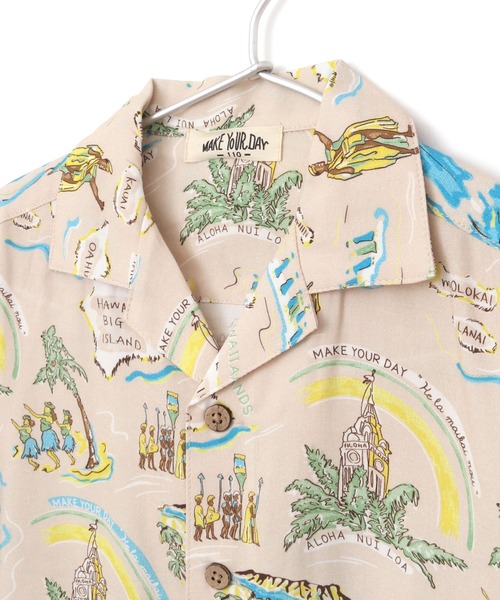 MAKE YOUR DAY（メイクユアデイ）の「アロハ柄半袖シャツ■80～140cm（シャツ/ブラウス・キッズ・サックスブルー/ベージュ/オフホワイト・120/110/130/100/90/140/80）」の21枚目の写真