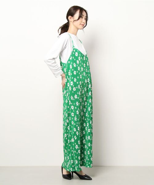 libelle more（リベル モア）の「スムース花プリントクリスタルプリーツジャンスカ（ジャンパースカート・レディース・グリーン/オフホワイト/ブラック・M/L）」の5枚目の写真