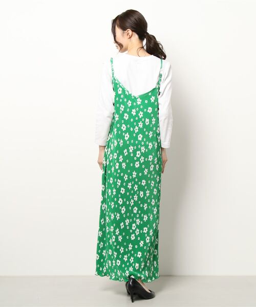 libelle more（リベル モア）の「スムース花プリントクリスタルプリーツジャンスカ（ジャンパースカート・レディース・グリーン/オフホワイト/ブラック・M/L）」の6枚目の写真