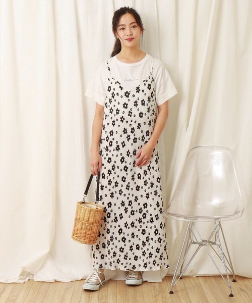 libelle more（リベル モア）の「スムース花プリントクリスタルプリーツジャンスカ（ジャンパースカート・レディース・グリーン/オフホワイト/ブラック・M/L）」の7枚目の写真