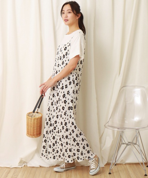 libelle more（リベル モア）の「スムース花プリントクリスタルプリーツジャンスカ（ジャンパースカート・レディース・グリーン/オフホワイト/ブラック・M/L）」の8枚目の写真