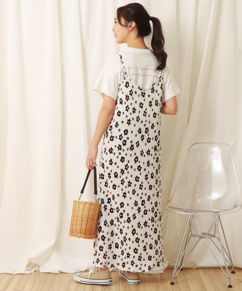 libelle more（リベル モア）の「スムース花プリントクリスタルプリーツジャンスカ（ジャンパースカート・レディース・グリーン/オフホワイト/ブラック・M/L）」の9枚目の写真