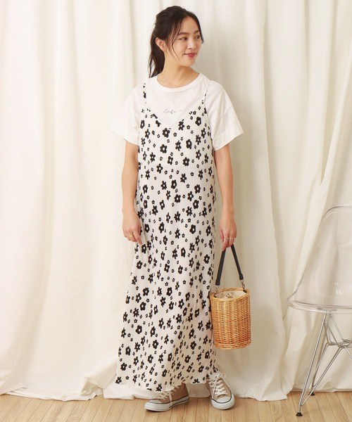 libelle more（リベル モア）の「スムース花プリントクリスタルプリーツジャンスカ（ジャンパースカート・レディース・グリーン/オフホワイト/ブラック・M/L）」の10枚目の写真