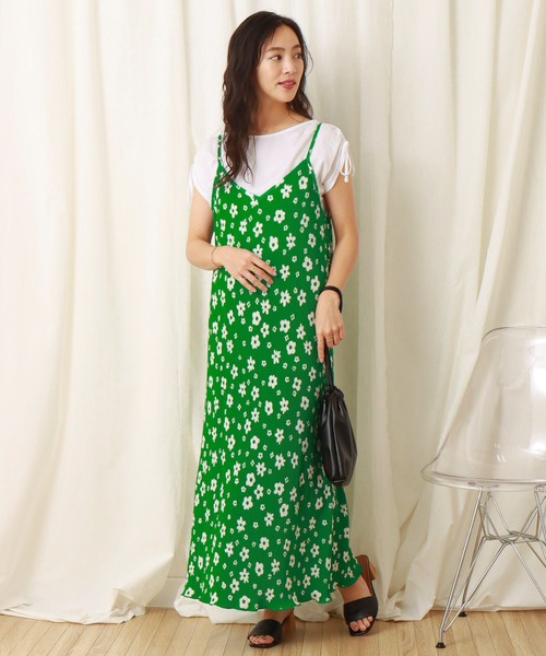 libelle more（リベル モア）の「スムース花プリントクリスタルプリーツジャンスカ（ジャンパースカート・レディース・グリーン/オフホワイト/ブラック・M/L）」の12枚目の写真