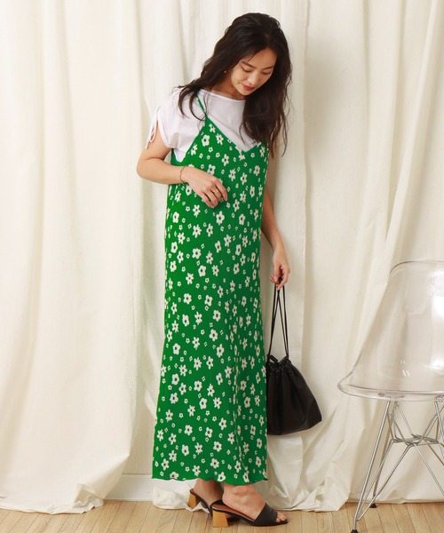 libelle more（リベル モア）の「スムース花プリントクリスタルプリーツジャンスカ（ジャンパースカート・レディース・グリーン/オフホワイト/ブラック・M/L）」の14枚目の写真