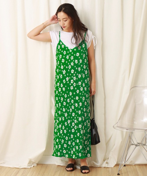 libelle more（リベル モア）の「スムース花プリントクリスタルプリーツジャンスカ（ジャンパースカート・レディース・グリーン/オフホワイト/ブラック・M/L）」の15枚目の写真