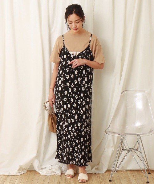 libelle more（リベル モア）の「スムース花プリントクリスタルプリーツジャンスカ（ジャンパースカート・レディース・グリーン/オフホワイト/ブラック・M/L）」の22枚目の写真