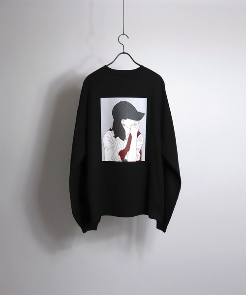 ILL'S（イルズ）の「ILL'S / イルズ CAP GIRL ビッグシルエットプリントロンT（Tシャツ/カットソー・メンズ・ホワイト/ブラック/ブルー・M/L）」の9枚目の写真