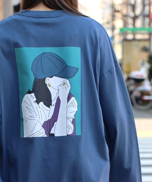 ILL'S（イルズ）の「ILL'S / イルズ CAP GIRL ビッグシルエットプリントロンT（Tシャツ/カットソー・メンズ・ホワイト/ブラック/ブルー・M/L）」の18枚目の写真