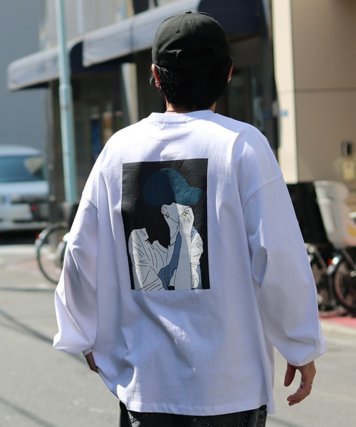 ILL'S（イルズ）の「ILL'S / イルズ CAP GIRL ビッグシルエットプリントロンT（Tシャツ/カットソー・メンズ・ホワイト/ブラック/ブルー・M/L）」の16枚目の写真