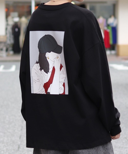 ILL'S（イルズ）の「ILL'S / イルズ CAP GIRL ビッグシルエットプリントロンT（Tシャツ/カットソー・メンズ・ホワイト/ブラック/ブルー・M/L）」の14枚目の写真