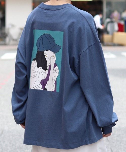 ILL'S（イルズ）の「ILL'S / イルズ CAP GIRL ビッグシルエットプリントロンT（Tシャツ/カットソー・メンズ・ホワイト/ブラック/ブルー・M/L）」の12枚目の写真