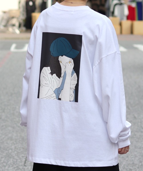 ILL'S（イルズ）の「ILL'S / イルズ CAP GIRL ビッグシルエットプリントロンT（Tシャツ/カットソー・メンズ・ホワイト/ブラック/ブルー・M/L）」の10枚目の写真