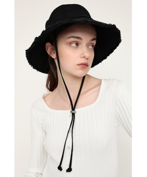 SLY（スライ）の「LIMITED ITEM COTTON WIDE BRIM HAT コットン ワイド ブリム ハット（ハット・レディース・ブラック/アイボリー・FREE）」の13枚目の写真