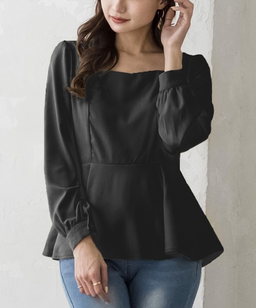 Julia Boutique(ジュリアブティック)の「美くびれペプラム長袖トップス・カットソー/22020(Tシャツ/カットソー・レディース・イエロー/ホワイト/ミント/ブラック・ONE)」の3枚目の写真