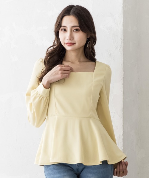 Julia Boutique(ジュリアブティック)の「美くびれペプラム長袖トップス・カットソー/22020(Tシャツ/カットソー・レディース・イエロー/ホワイト/ミント/ブラック・ONE)」の11枚目の写真
