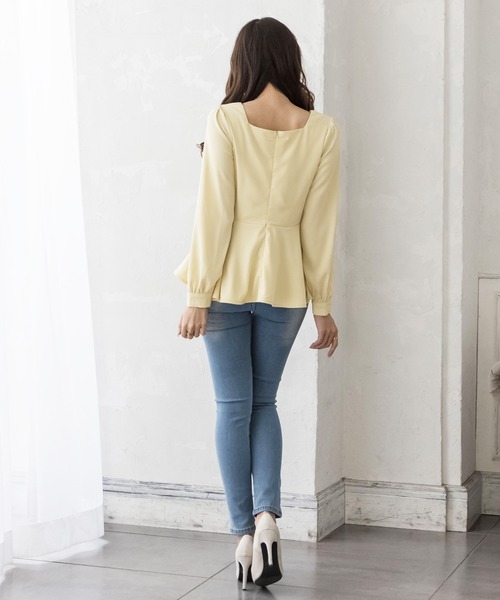 Julia Boutique(ジュリアブティック)の「美くびれペプラム長袖トップス・カットソー/22020(Tシャツ/カットソー・レディース・イエロー/ホワイト/ミント/ブラック・ONE)」の13枚目の写真