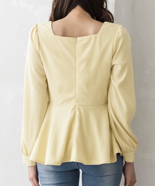 Julia Boutique(ジュリアブティック)の「美くびれペプラム長袖トップス・カットソー/22020(Tシャツ/カットソー・レディース・イエロー/ホワイト/ミント/ブラック・ONE)」の16枚目の写真
