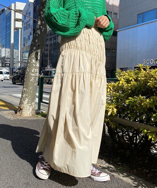 CIAOPANIC（チャオパニック）の「シャーリングスカート（スカート・レディース・ブラック/カーキ/アイボリー・FREE）」の11枚目の写真