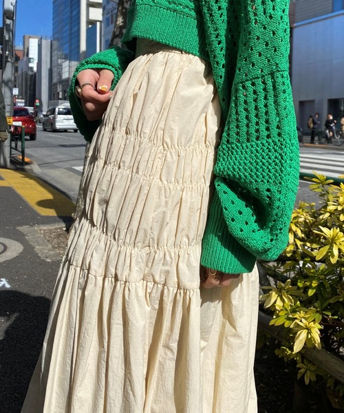 CIAOPANIC（チャオパニック）の「シャーリングスカート（スカート・レディース・ブラック/カーキ/アイボリー・FREE）」の13枚目の写真