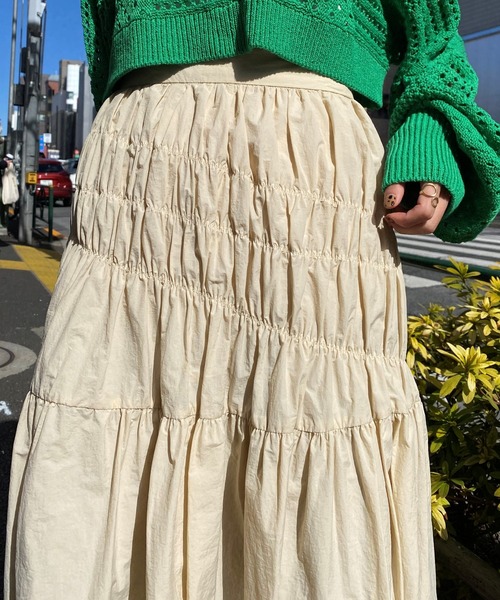 CIAOPANIC（チャオパニック）の「シャーリングスカート（スカート・レディース・ブラック/カーキ/アイボリー・FREE）」の9枚目の写真